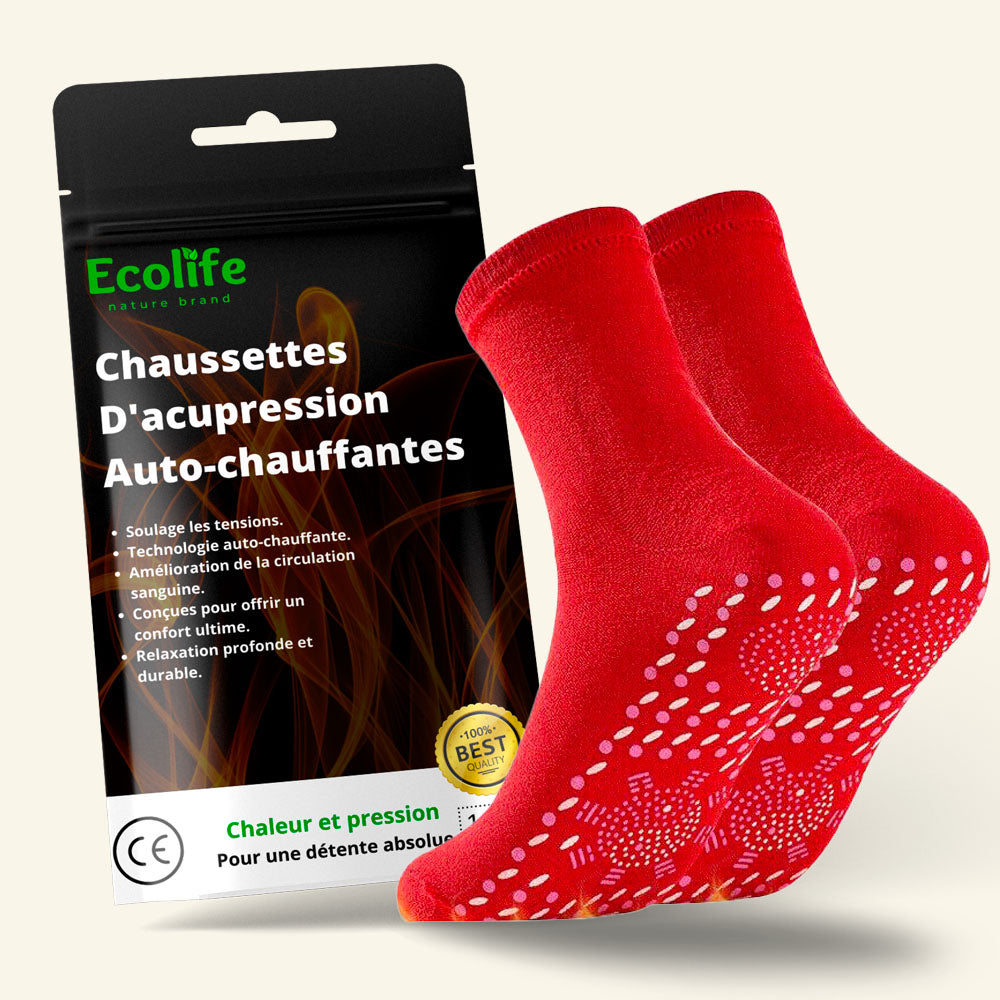 Points d'acupuncture en tourmaline sur les chaussettes Ecolife